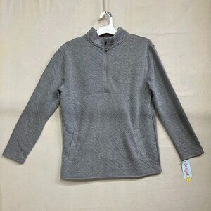 Cat & Jack Boys' XL 14 Charcoal Quilted Half-Zip Pullover Sweater Jacket Knit